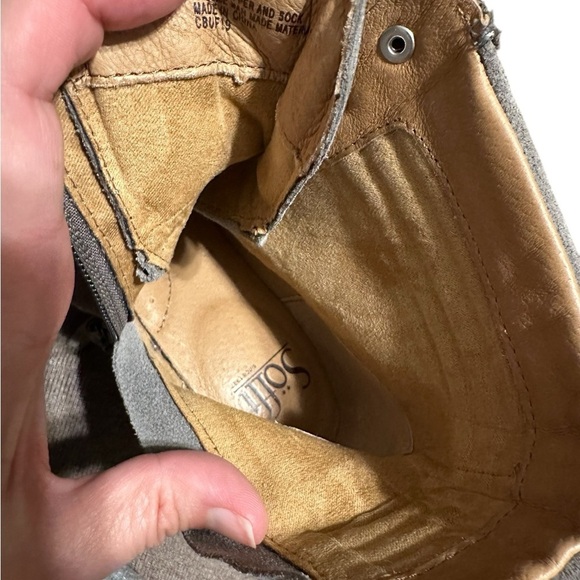 Sofft Baxter Gray Lace Up Ankle Boots with Quilted Detailing Leather Women SZ 7 - Picture 10 of 11